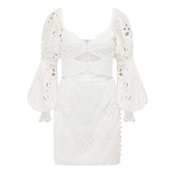 Sabo Luxe Dress Womens Size Medium Chiara Mini Dress White Eyelet Vacation NEW - Picture 1 of 8
